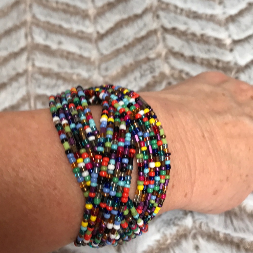 Multi color hand beaded bracelet